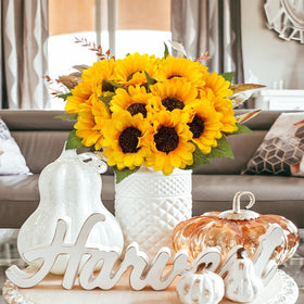 FOUSUKA sunflower stems wrapped with flexible plastic for easy bending and versatile arrangements.