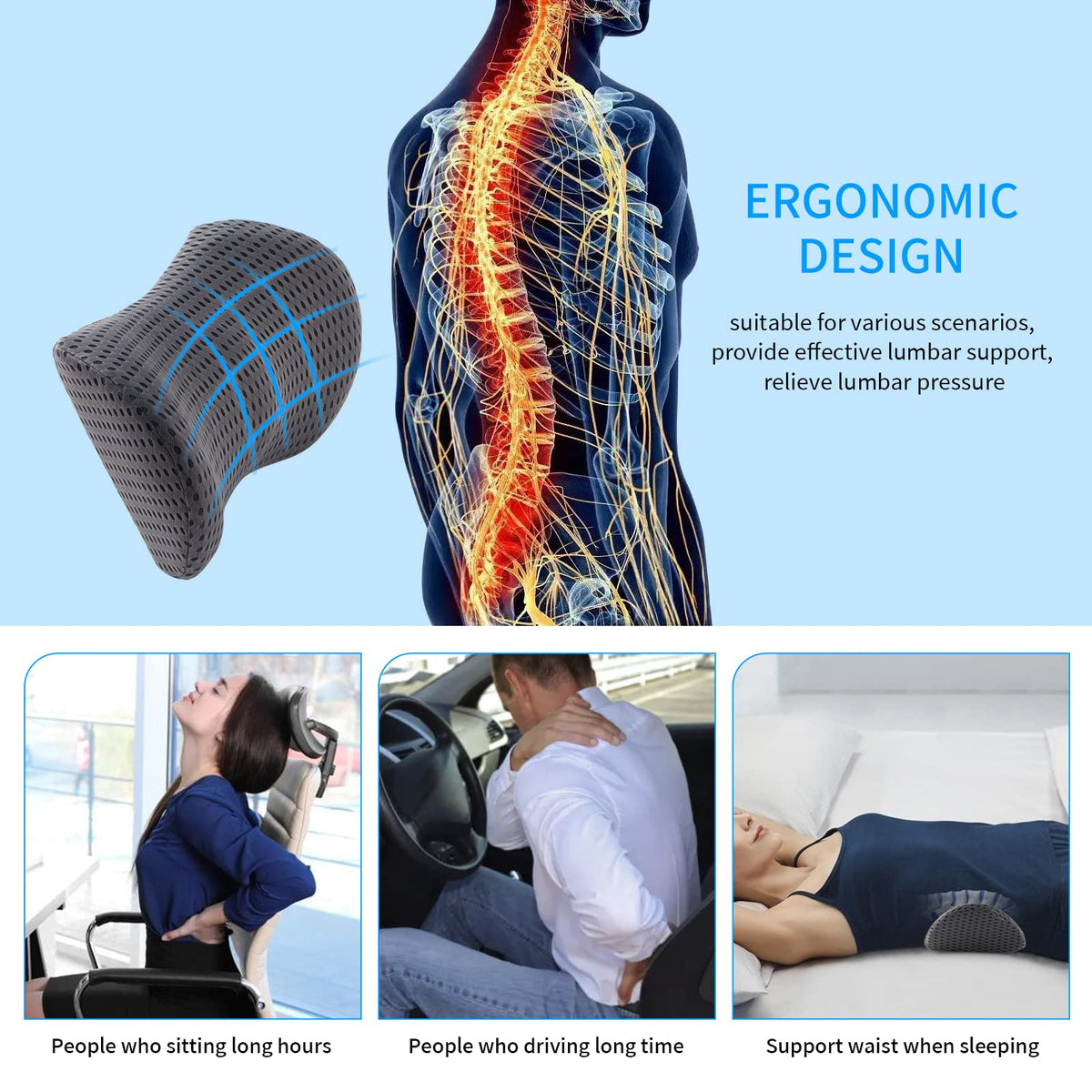 FOUSUPDT back pillow with removable cover showcasing easy maintenance and breathability.