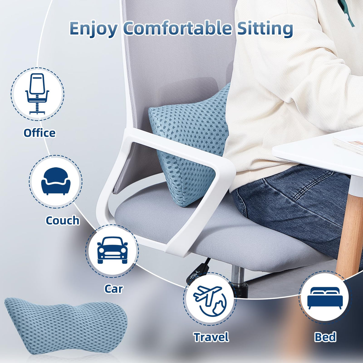 FOUSUPDT lumbar pillow used in bed to support the lower back