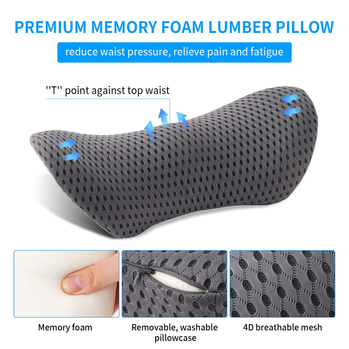 FOUSUPDT lumbar pillow in a car seat easing lumbar strain during daily commutes.