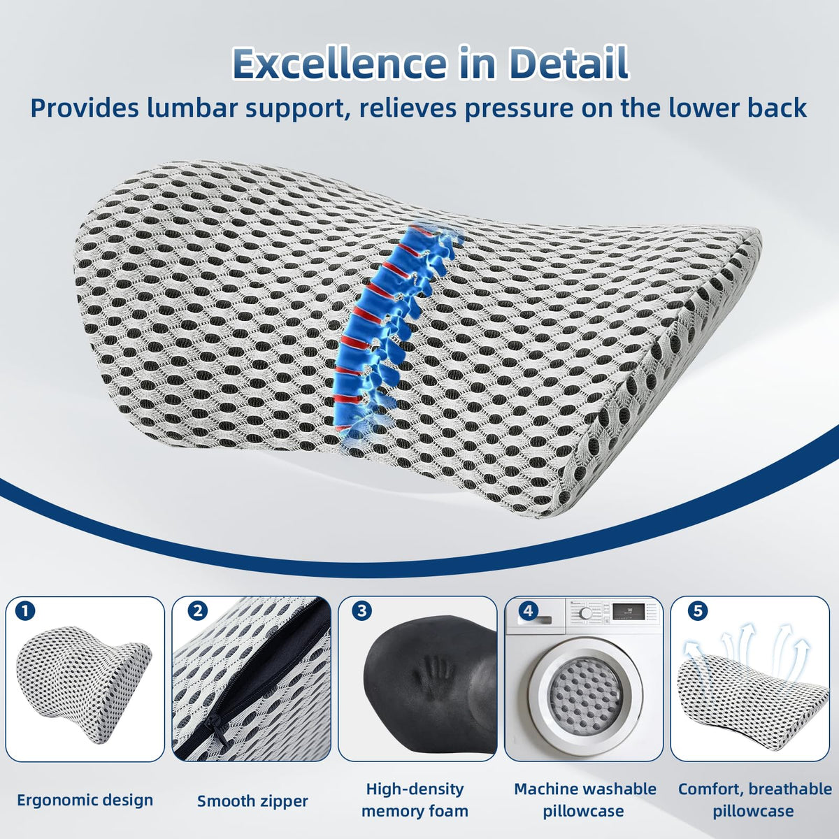 FOUSUPDT Lumbar Pillow in car seat offering ergonomic comfort during drives