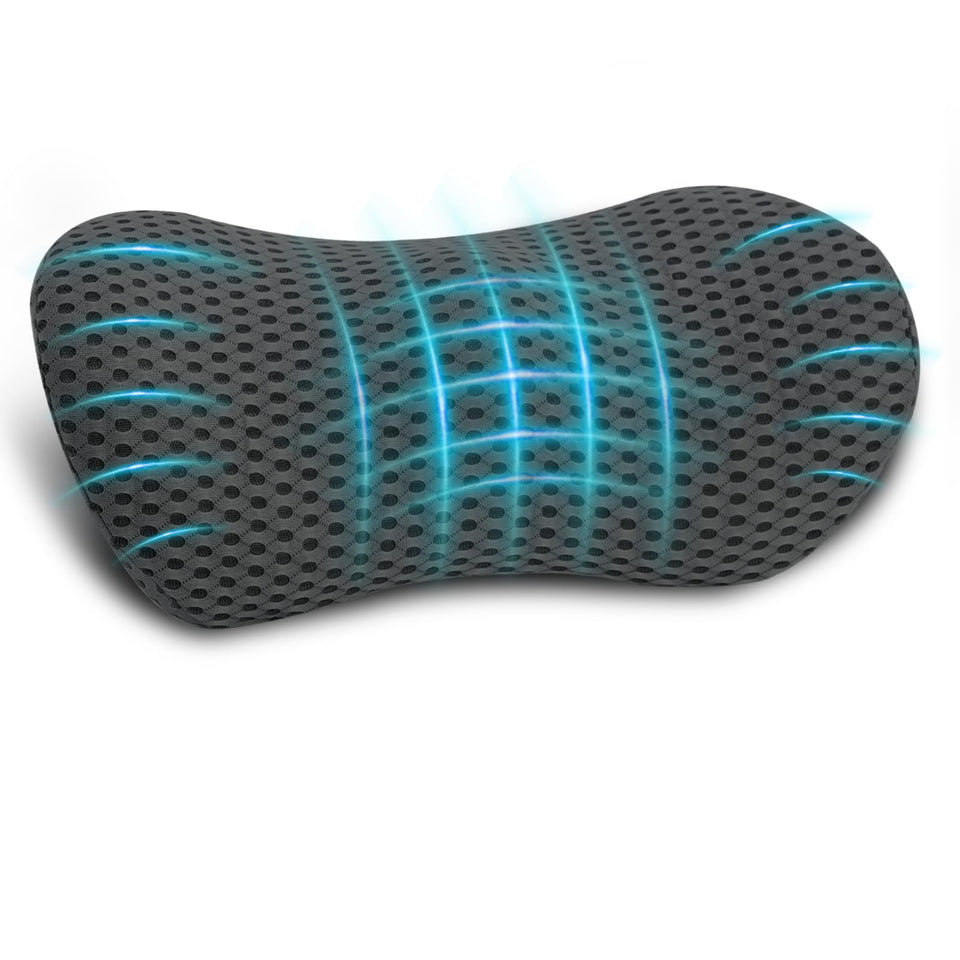 FOUSUPDT lumbar pillow shows ergonomic back-curve for better posture support.