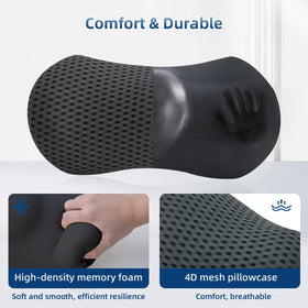 FOUSUPDT lumbar pillow on office chair promotes relaxed lower back.
