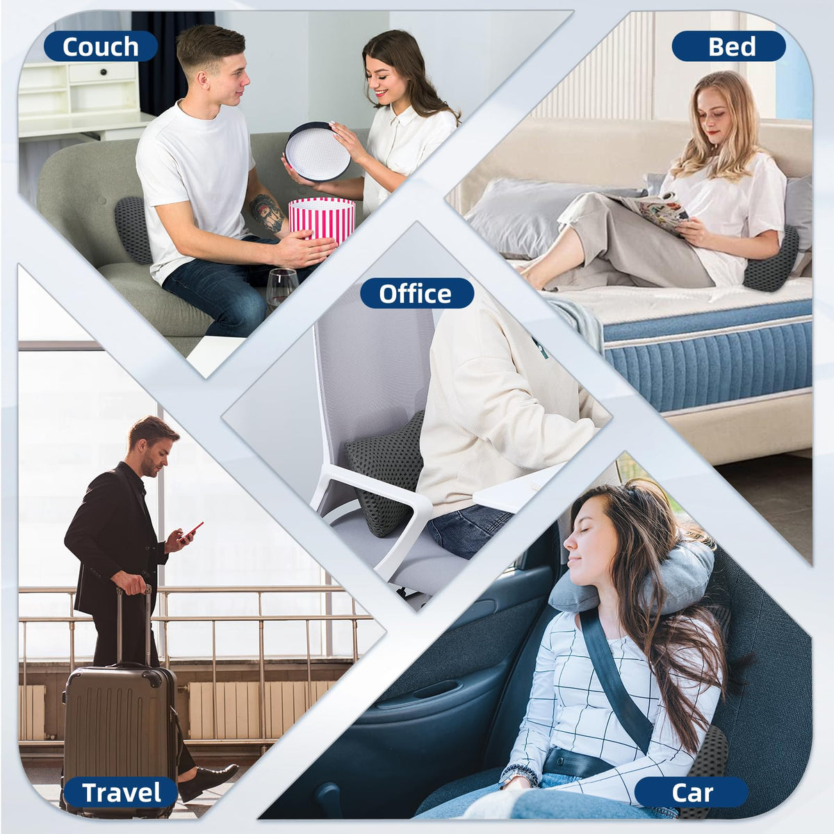 FOUSUPDT lumbar pillow portable storage bag enables on-the-go use.