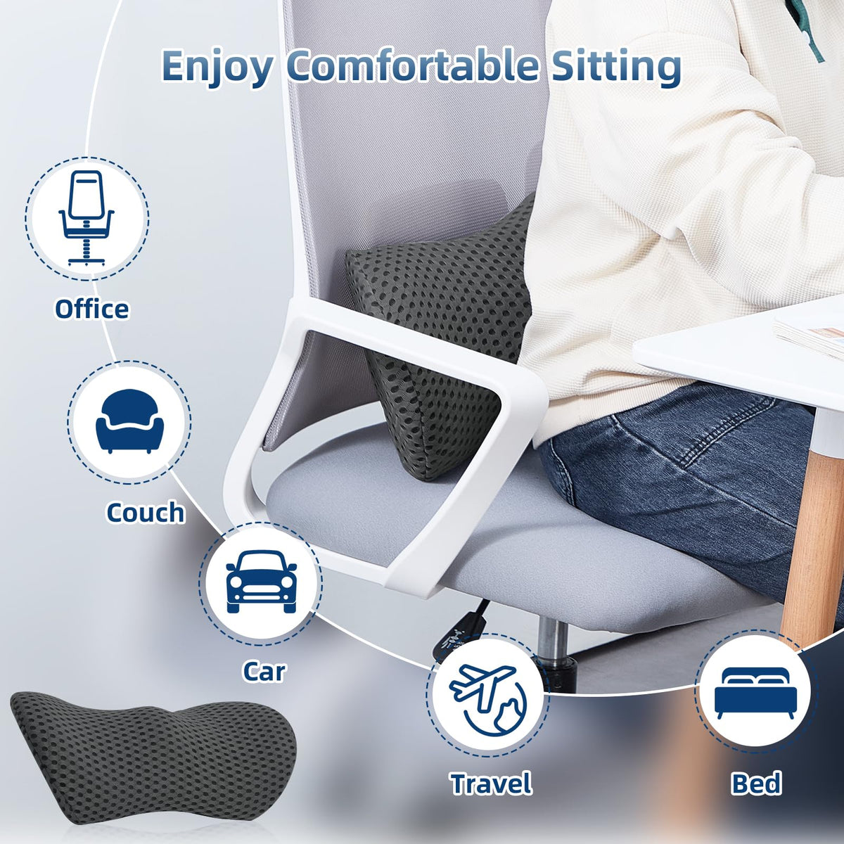 FOUSUPDT lumbar pillow removable cover is machine washable.
