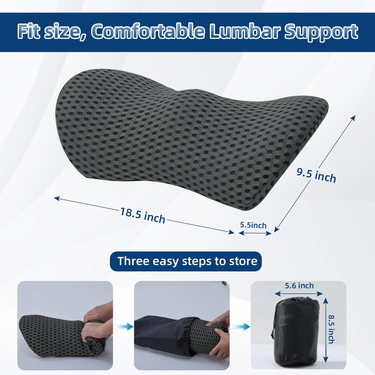 FOUSUPDT lumbar pillow travel-ready design fits in your bag.