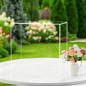 Fowecelt clear acrylic wedding card box with DIY stickers; customize design.