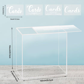 Fowecelt clear acrylic wedding card box side profile; crystal clarity for easy visibility.