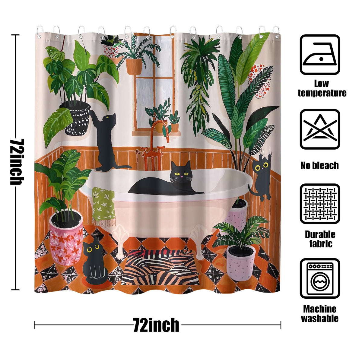 Fowocu 72x72 shower curtain fits standard tubs for easy setup