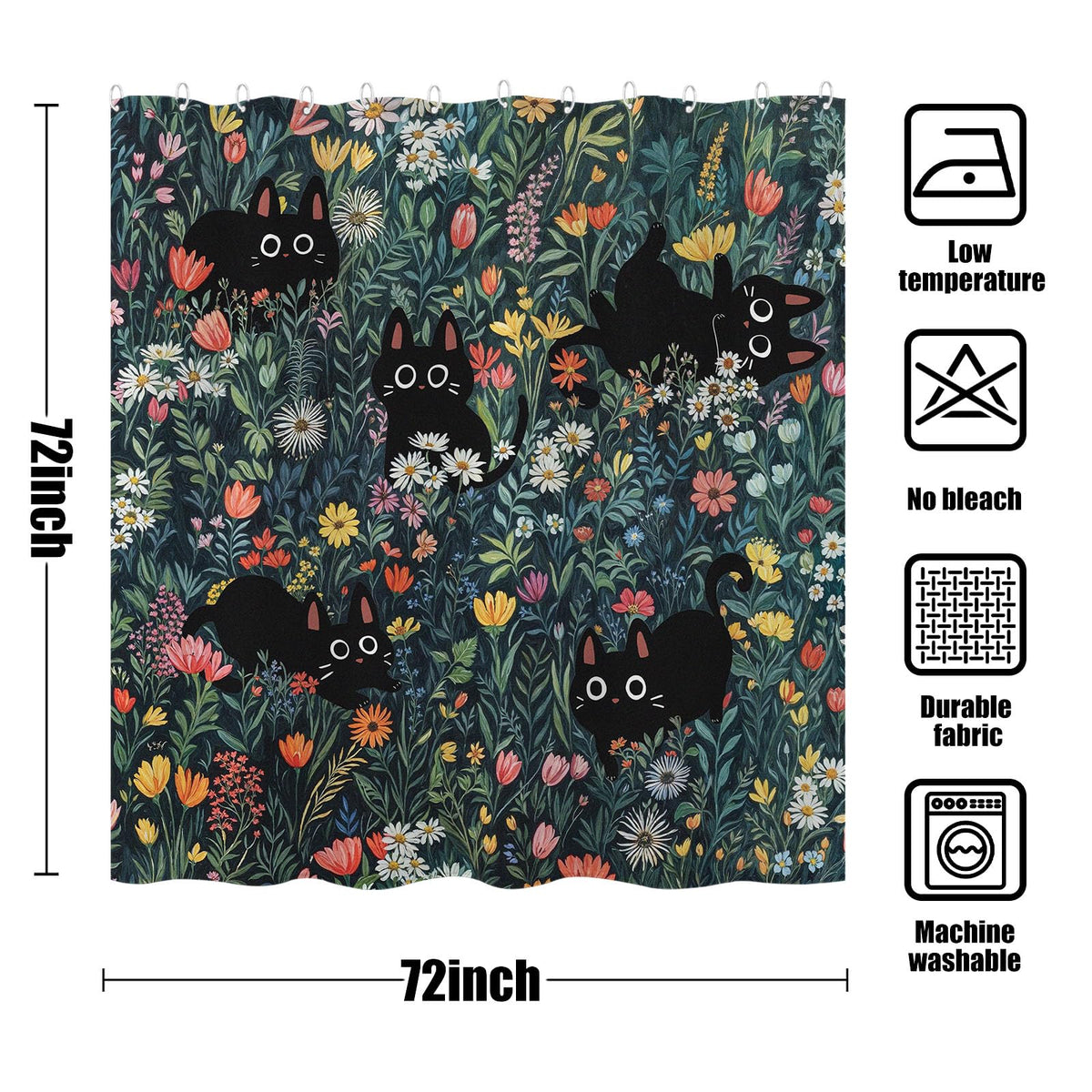 Fowocu cat shower curtain waterproof fabric resists moisture and fading