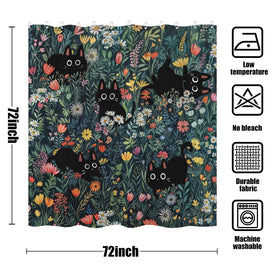 Fowocu cat shower curtain waterproof fabric resists moisture and fading