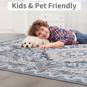 Foxmas 6x9 area rug anti-slip back – keeps rug steady on hardwood floors.