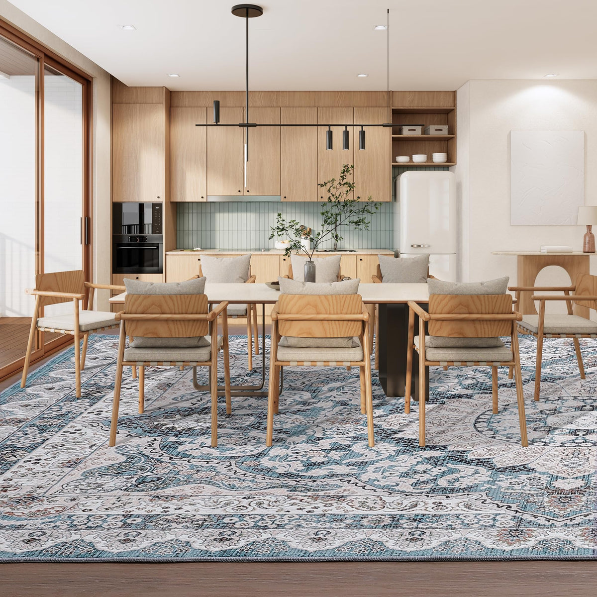 Foxmas 6x9 area rug geometric floral pattern – decorative focal point for living spaces.