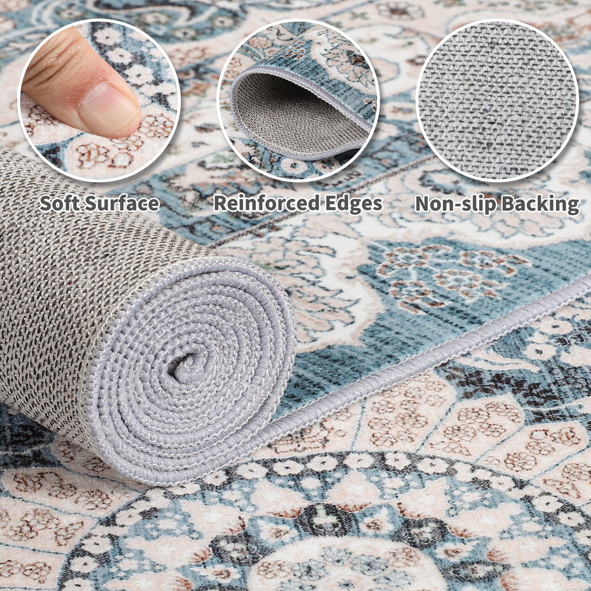 Foxmas 6x9 area rug soft texture closeup – plush feel under bare feet.