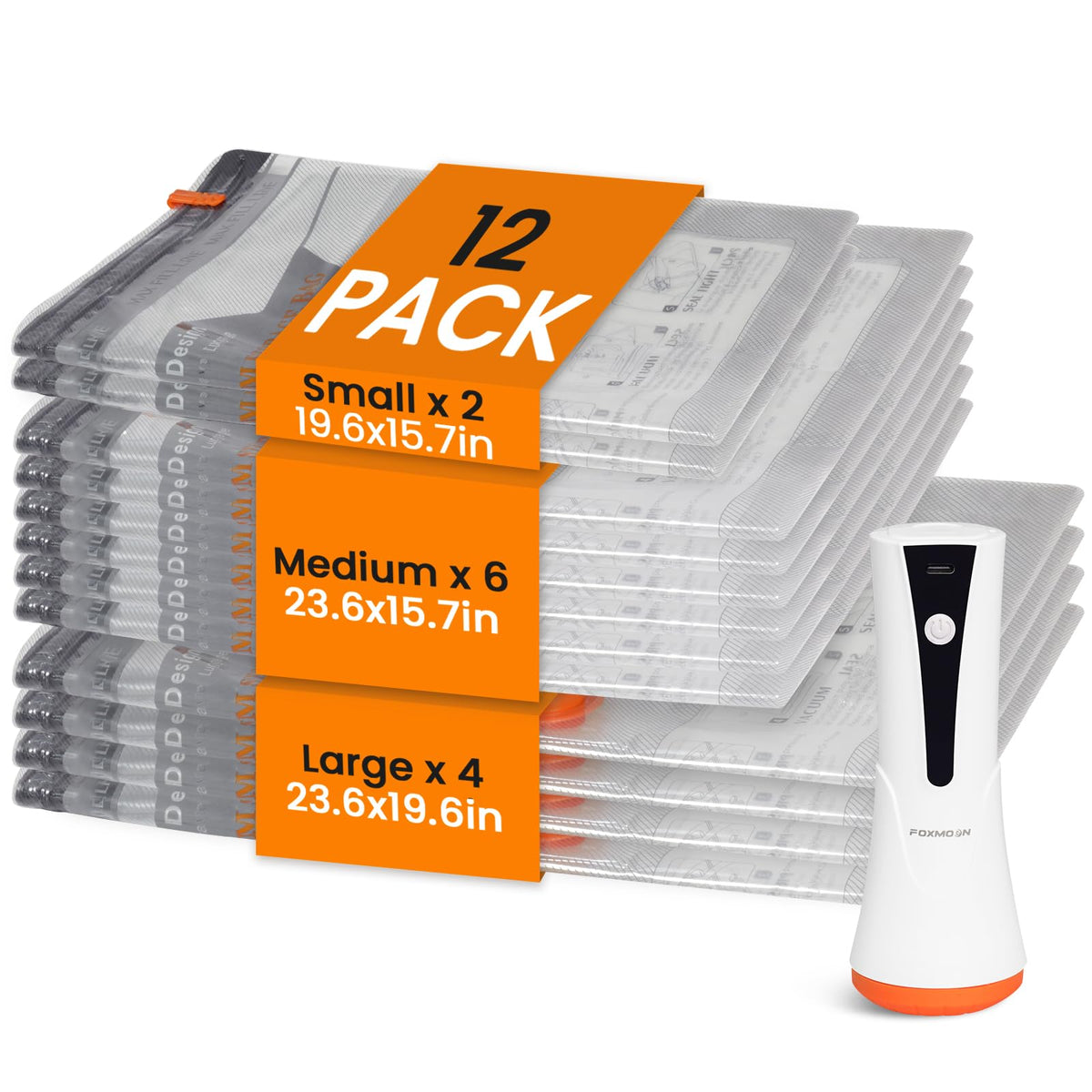 FoxMoon vacuum bags travel large securely store bulky sweaters on trips.