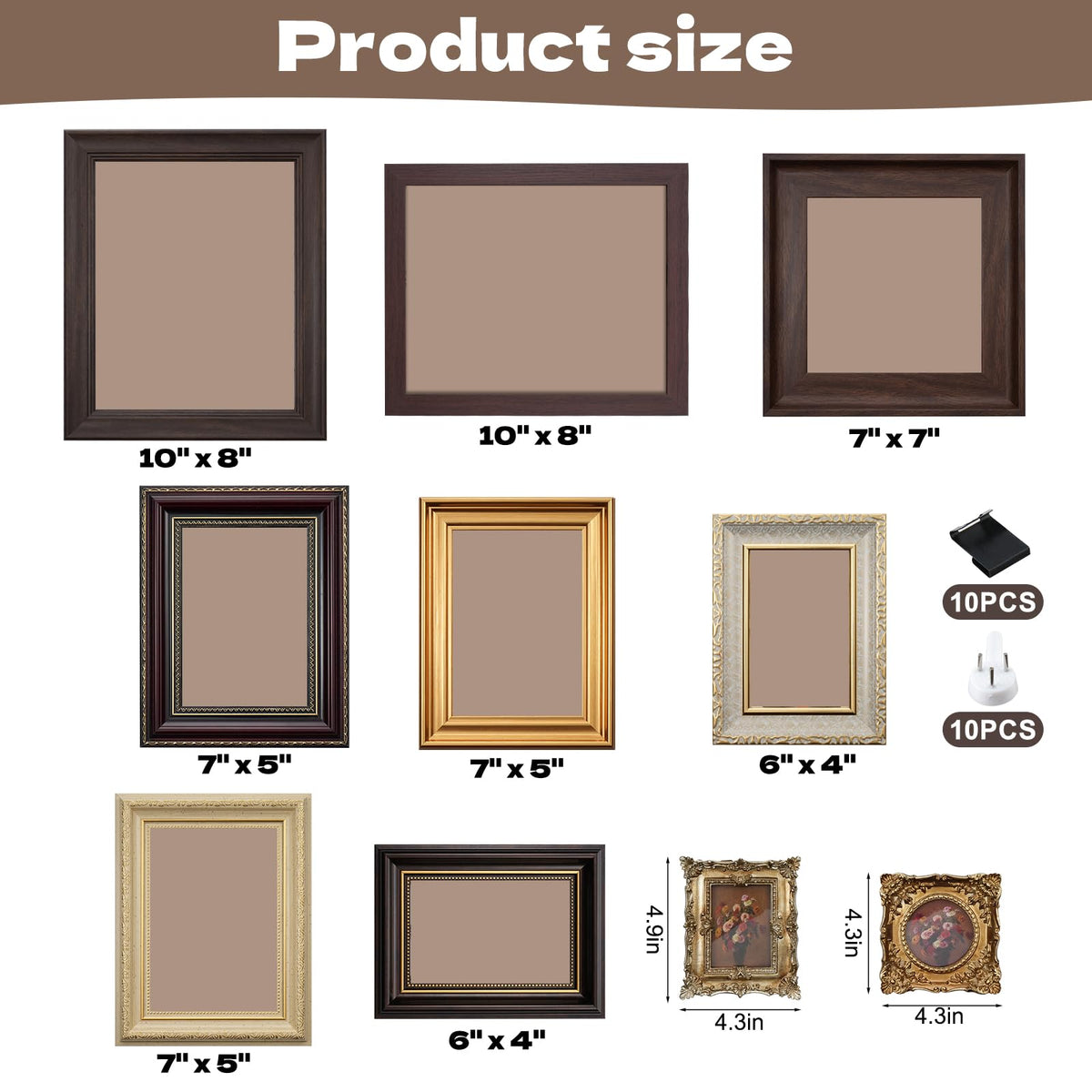 Foxtell vintage frames arranged on a tabletop for photo display.