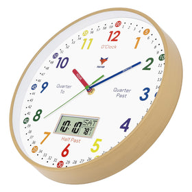 Foxtop battery-operated LCD display powers time and temperature readouts.