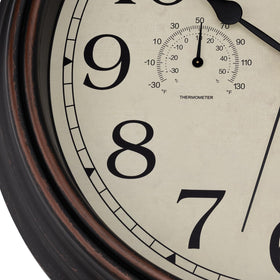 Foxtop bronze clock hang assembly simplifies wall mounting.