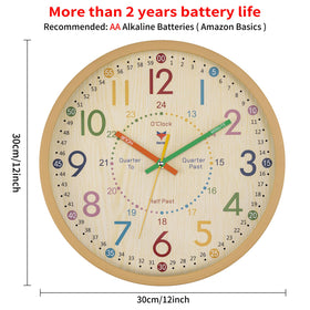 Foxtop learning clock detailed dial highlights hour and minute marks