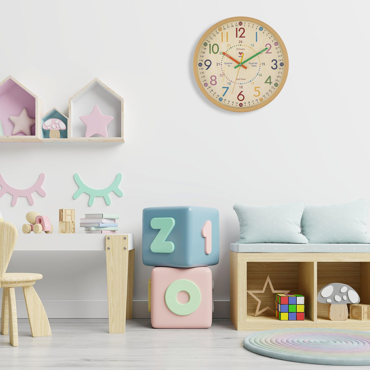 Foxtop clock silent movement ensures peaceful study time