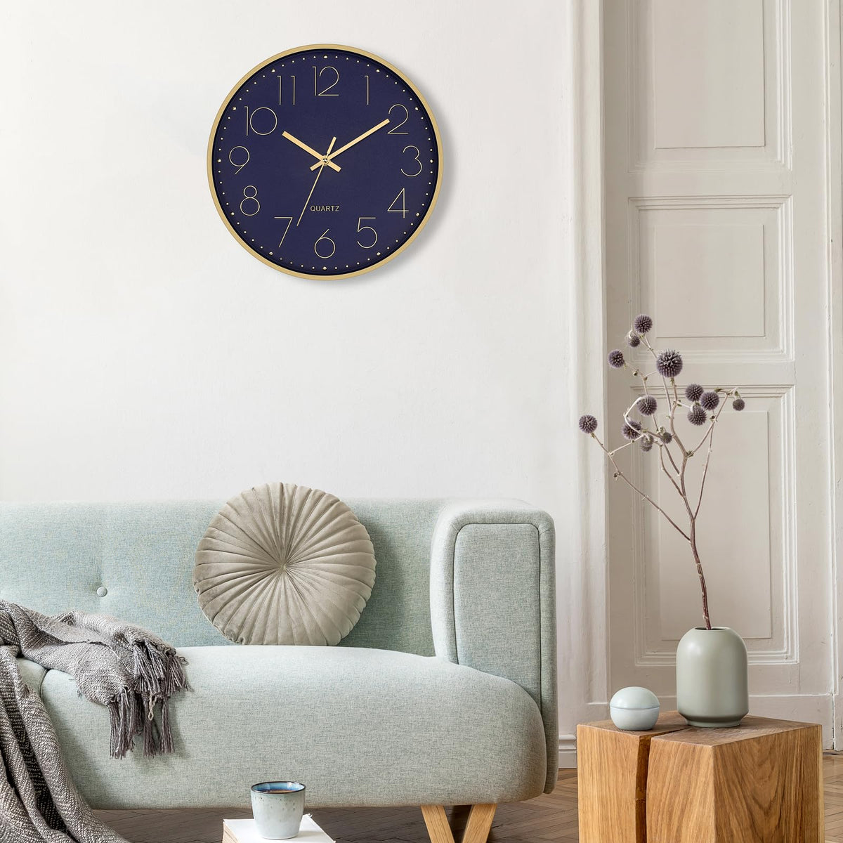 Foxtop Modern Wall Clock aluminum-frame provides sturdy, stylish office decor.