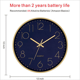Foxtop Modern Wall Clock gold-frame highlights elegant decor in living rooms.