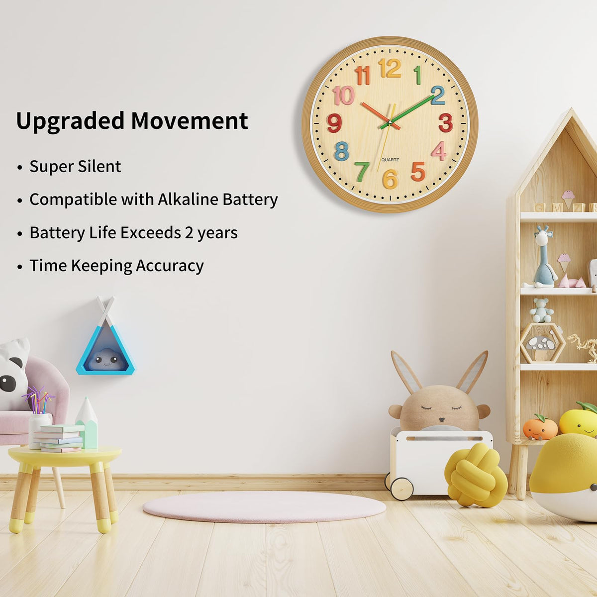 Foxtop clock with quiet sweep is perfect for peaceful bedrooms.