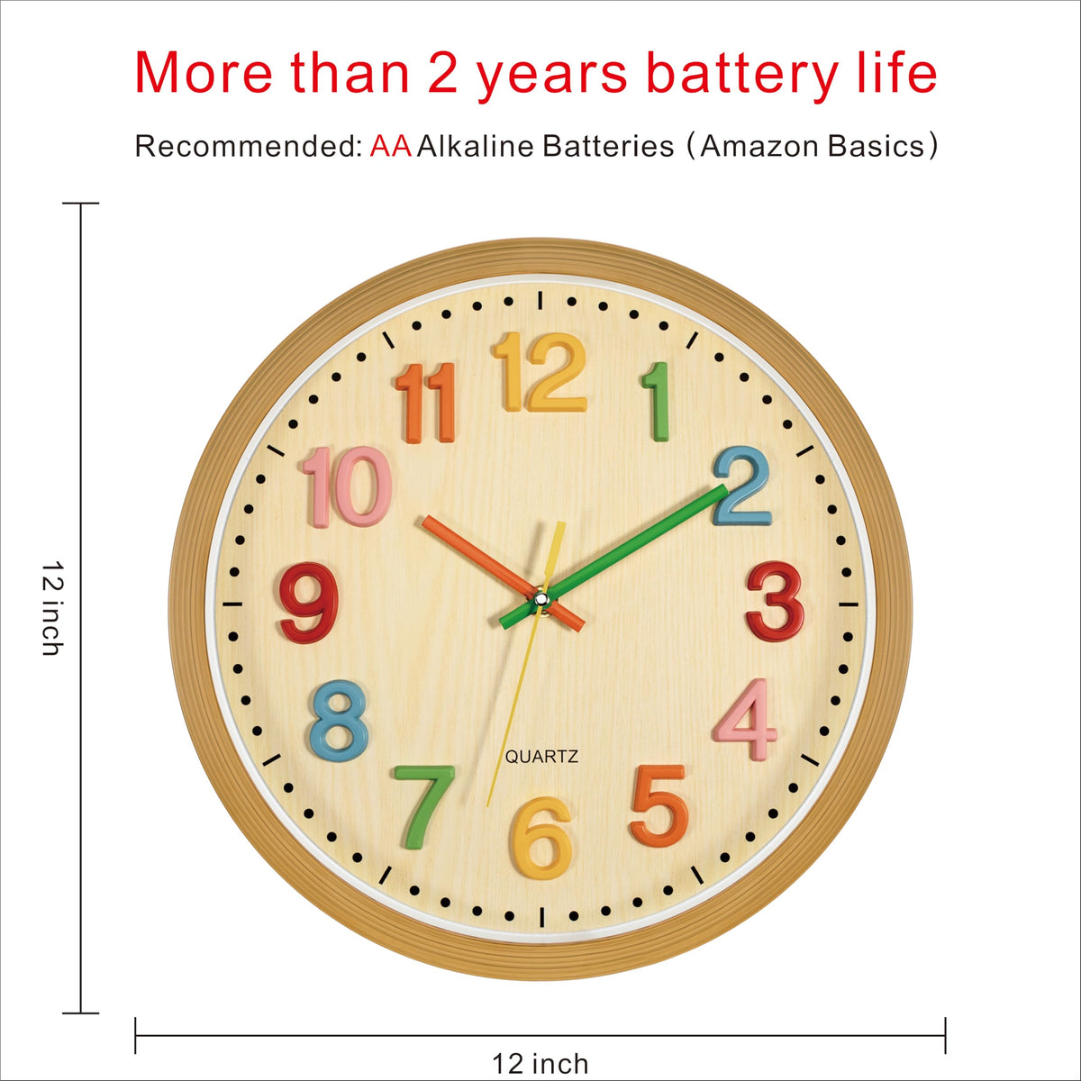 Foxtop colorful kid clock design supports visual learning in classrooms and playrooms.