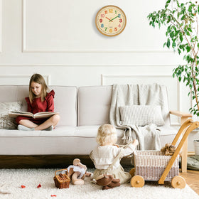 Foxtop kid clock suits classrooms, playrooms, nurseries, and bedrooms.