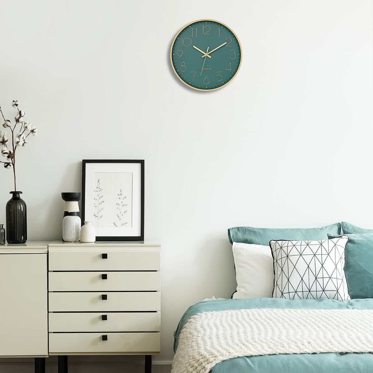 Foxtop wall clock with back slot and hook for easy mounting.