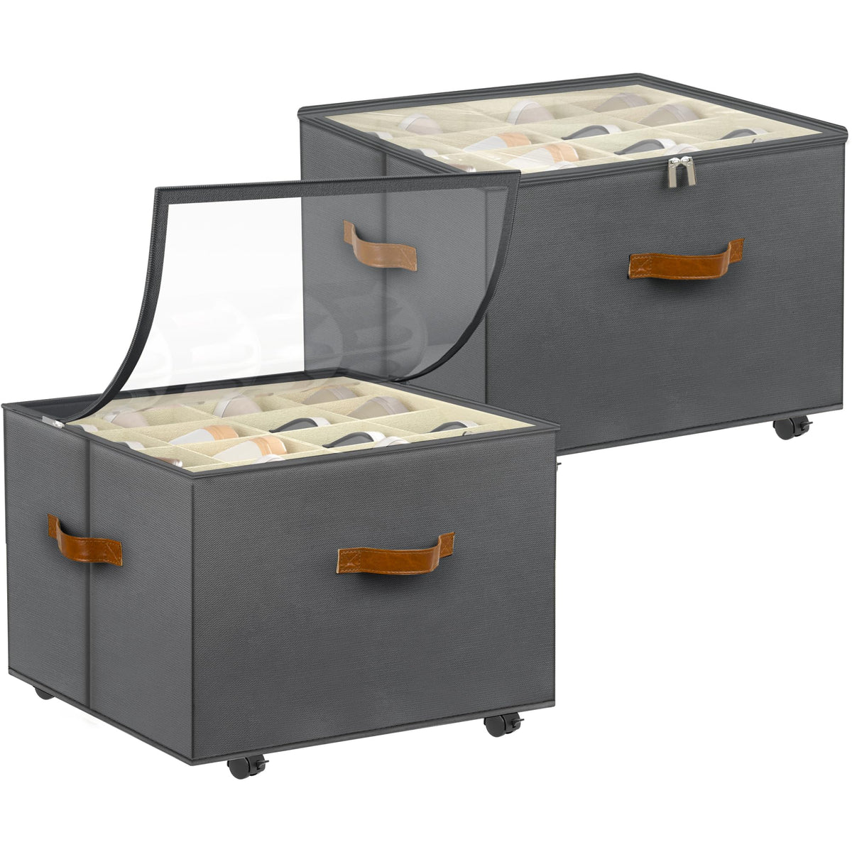 Foyego shoe organizer 2-pack with wheels for easy closet access.