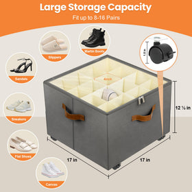 Foyego adjustable dividers customize compartments for varied footwear.