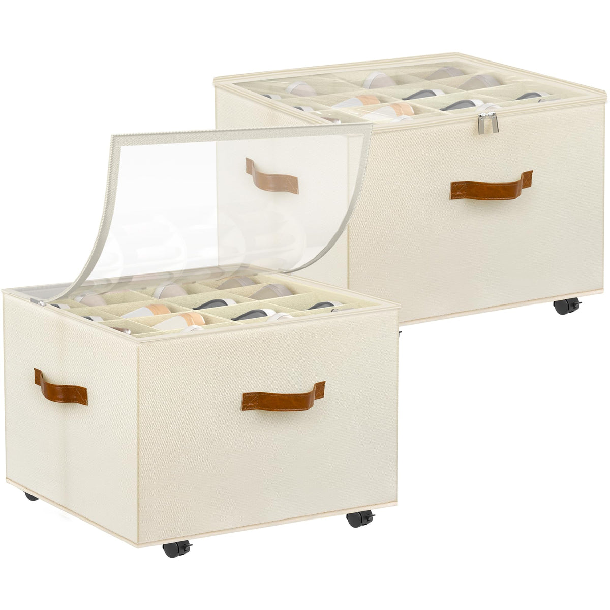 Foyego closet shoe organizer with wheels for easy relocation and access