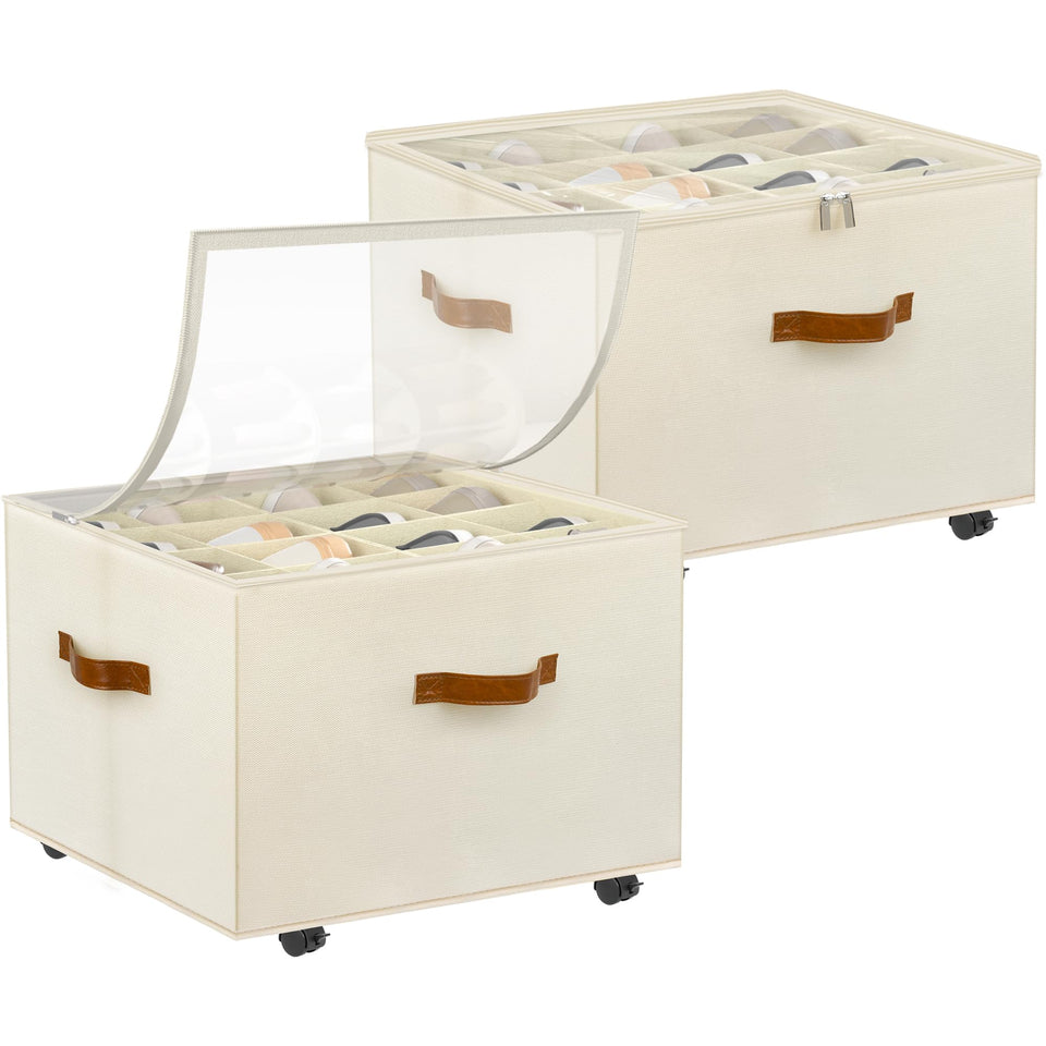 Foyego closet shoe organizer with wheels for easy relocation and access