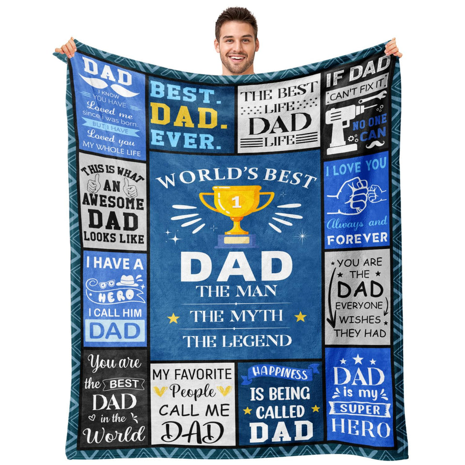 Fpoutiv Best Dad Ever Blanket 50x60 on a cozy couch offering warm comfort