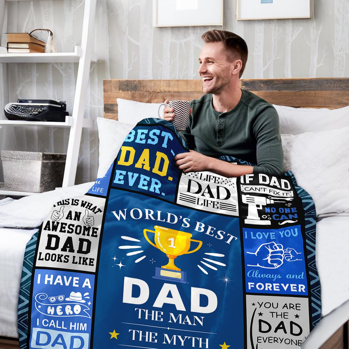 Fpoutiv dad blanket in cozy fleece, ideal for lounging on couch or bed