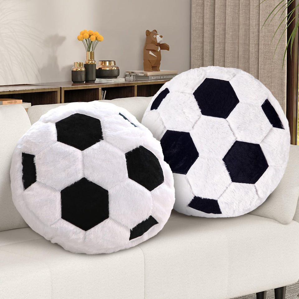 FPYWO soccer ball pillow 2-pack on sofa for cozy decor