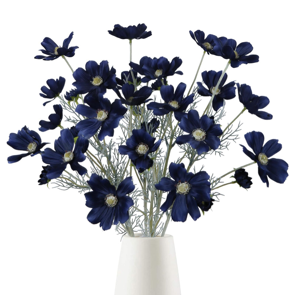 Fqueelvys navy blue cosmos silk flowers for elegant wedding decor
