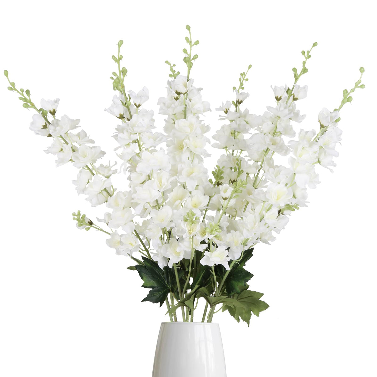 Fqueelvys White Delphinium flowers in an 8-piece set for lush bouquets