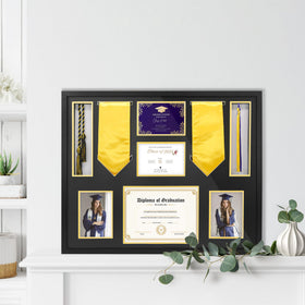 FramePro Graduation Shadow Box diploma slot accommodates 8.5x11 diploma securely