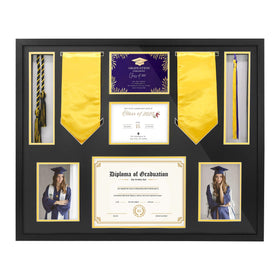 FramePro Graduation Shadow Box front view highlights diplomas and keepsakes