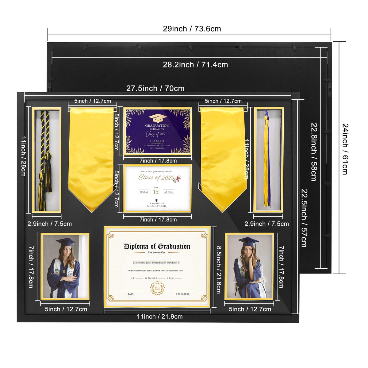 FramePro Graduation Shadow Box tassel holder keeps tassel organized