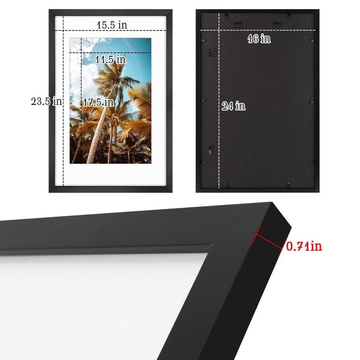 Frametory frame back view shows sturdy hangers for vertical or horizontal wall mounting