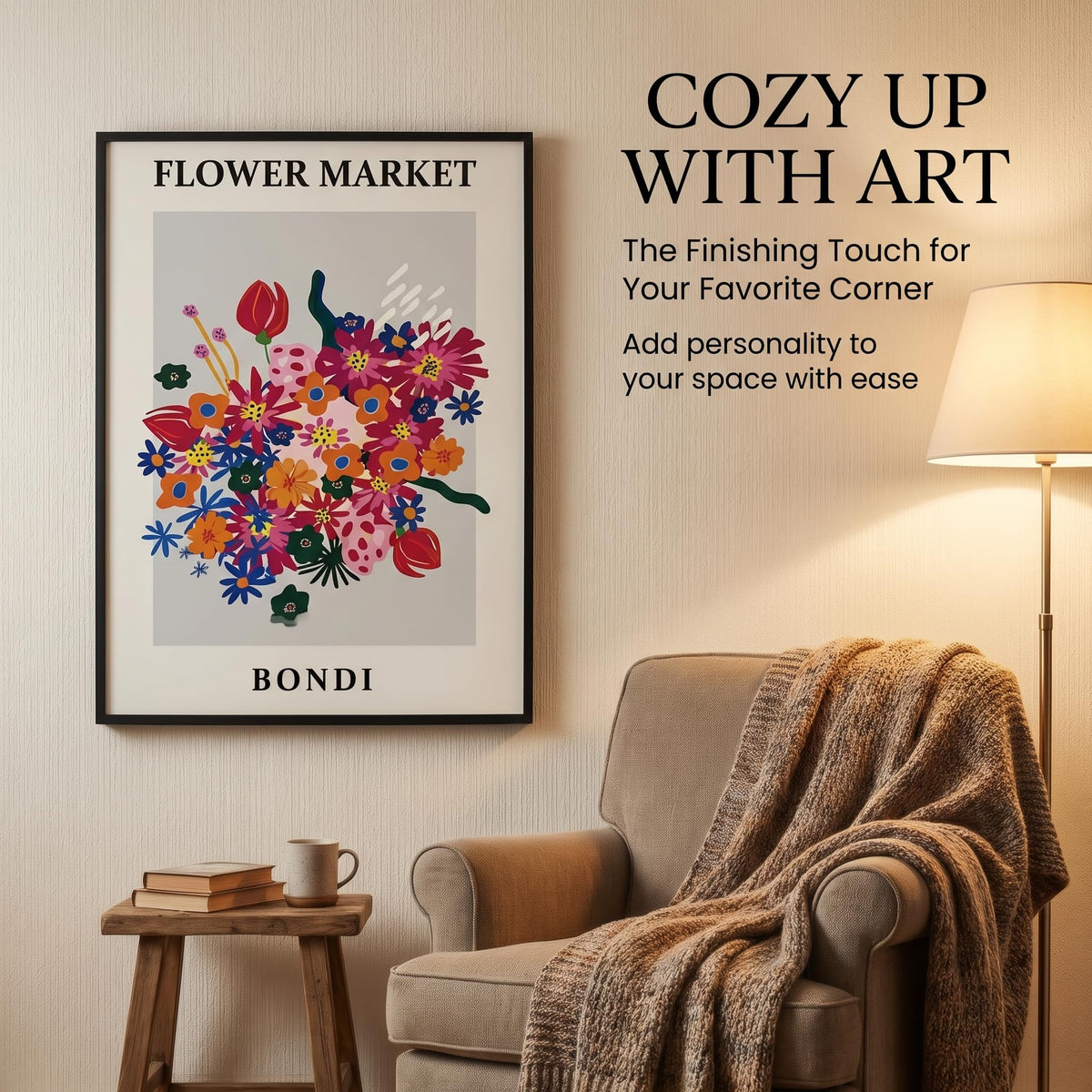 Frametory frame used in an office and a living room for versatile decor.