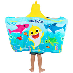 Franco Baby Shark hooded towel wrap cotton terry texture close-up.