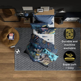 Franco pillowcase and sheets complete the Batman look and bed setup