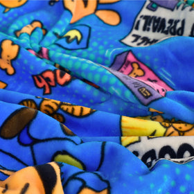 Franco bright blue background pattern emphasizes bold colors for living room decor.