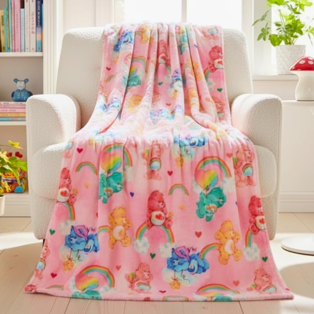 Franco Care Bears throw with soft plush texture for cozy lounging