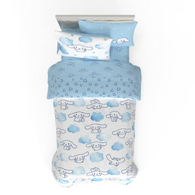 Franco Cinnamoroll comforter with cloud scene adds cozy charm to your bed.