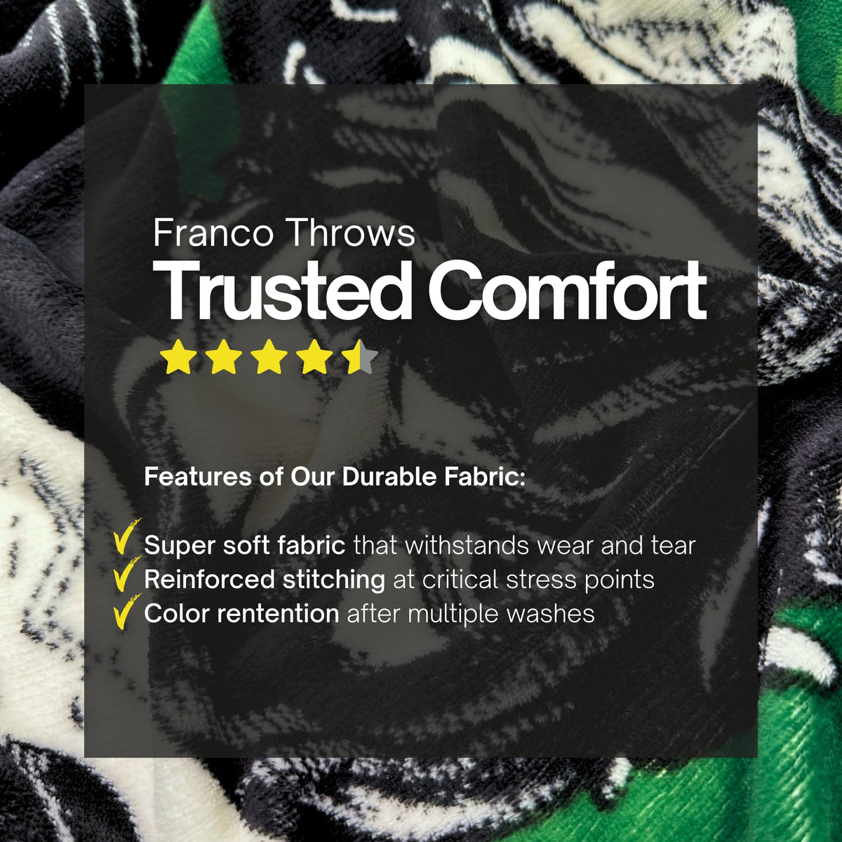 Franco green-background Link throw, lightweight warmth for travel and couch.